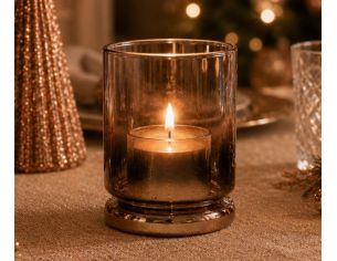 Bougeoir en verre fumé bronze cuivré dégradé transparent à bronze H10cm - Lilosquare