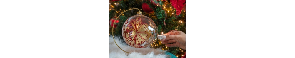 Boules de Noël photophores en verre 15cm