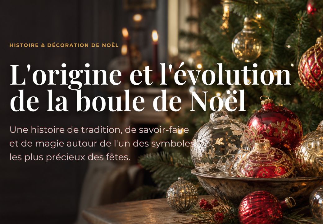 Boules de Noël en verre soufflé au pied du sapin