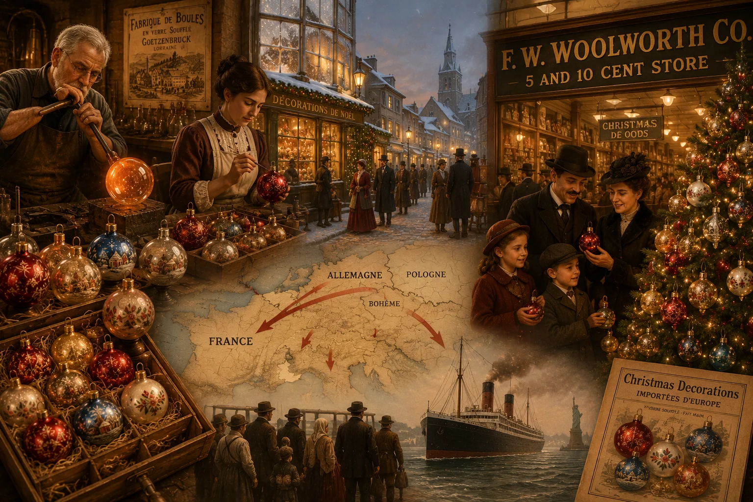 De l'atelier européen à l'Amérique : la diffusion de la boule de Noël