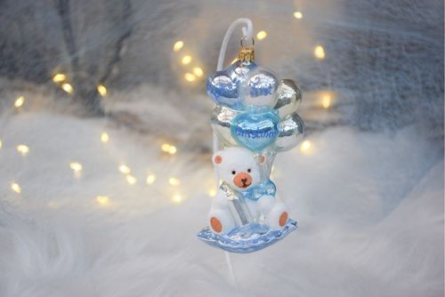 ourson bleu mon premier Noël avec balllons