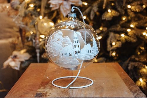 boule de Noël photophore en verre soufflé 