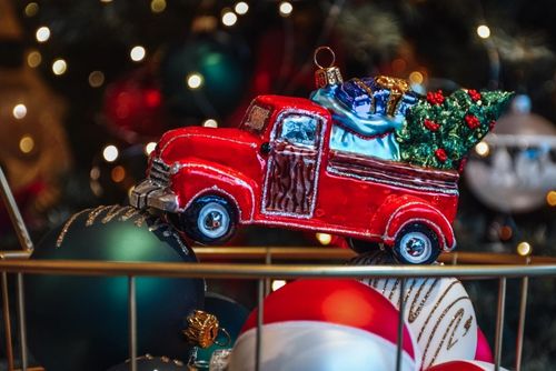 Camion de Noël en verre soufflé