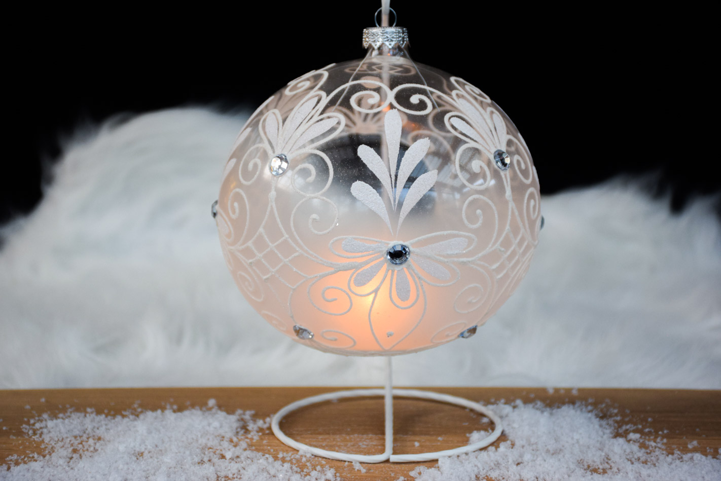 boule de Noël photophore en verre soufflé